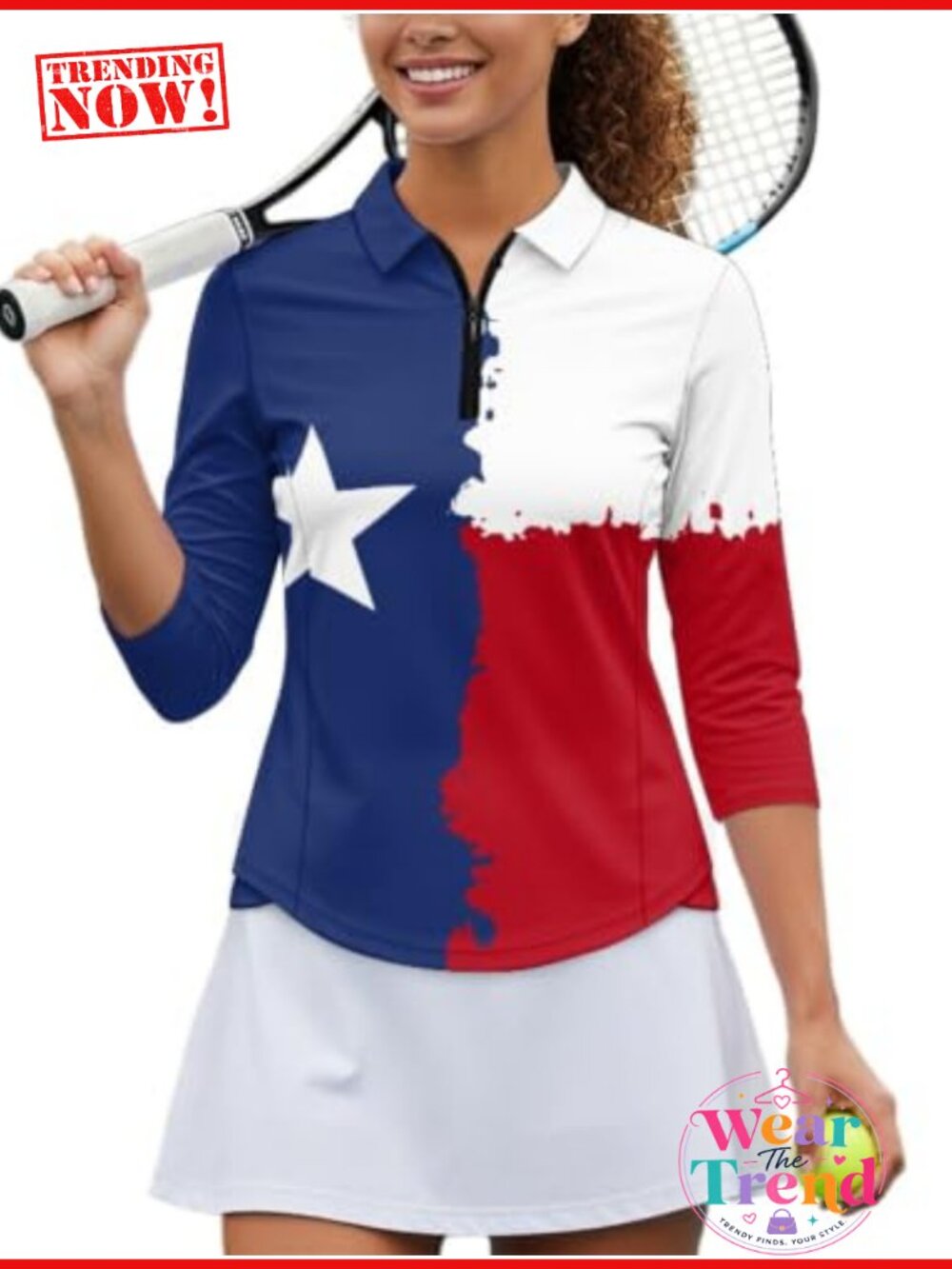 Womens Golf Polo Shirt 3/4 Sleeve Quarter Zip V Neck Moisture Wicking